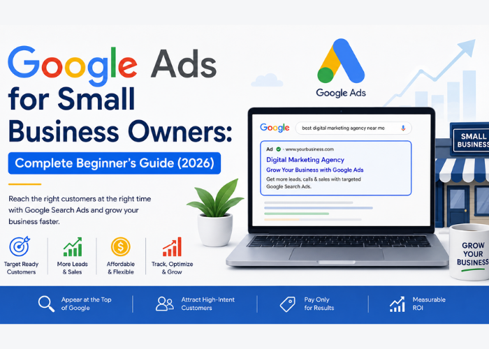 Benefits of hiring a Google Ads agency showing expert campaign management, ROI improvement, audience targeting, lead generation, transparent reporting, and continuous campaign optimization for small businesses.